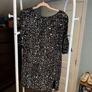 Sparkling Black Sequin Mini Dress